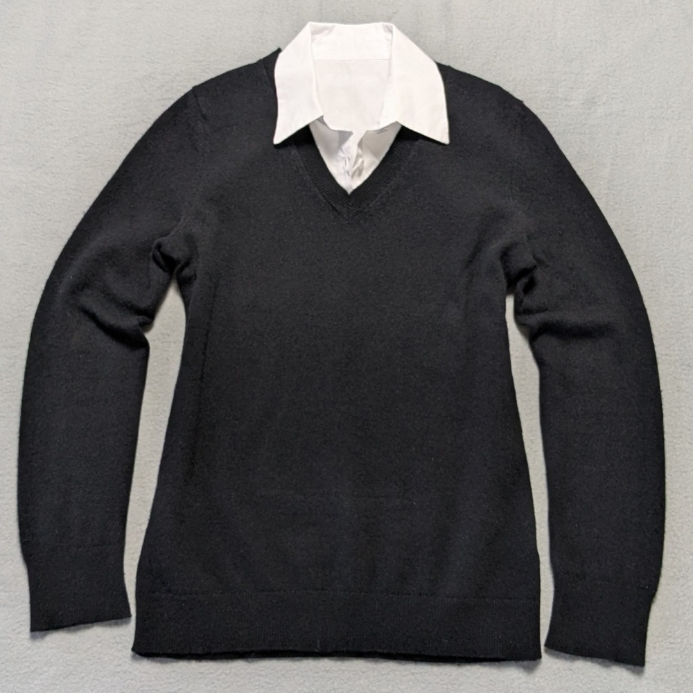 Antonio Melani 100% Recycled Cashmere V-Neck Sweater Black Women's Size M